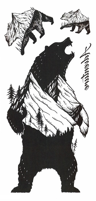 tatouage temporaire ours montagne
